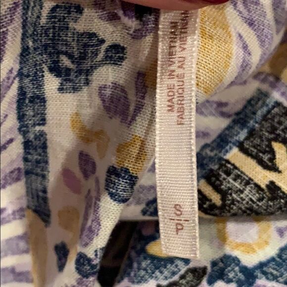 Free People Summer in Tulum Dark Combo Keyhole Tunic Blouse Size S NWT - Picture 7 of 7